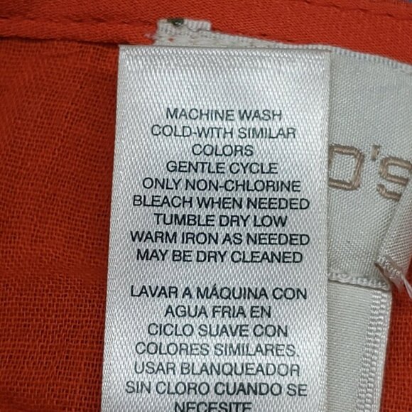 Chicos Blouse Womens 2 Orange Pure Rayon Floral 3/4 Sleeve Pullover Round Neck - Picture 8 of 11